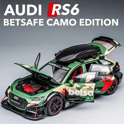 Audi RS6 1:24 – Metalowy Model Samochodu Modyfikowanego Z Mechanizmem Cofania i Efektami Dźwiękowymi - SZARY