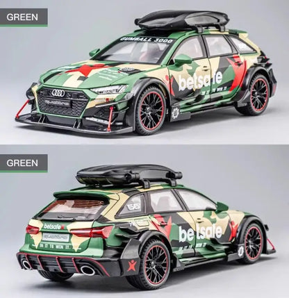 Audi RS6 1:24 – Metalowy Model Samochodu Modyfikowanego Z Mechanizmem Cofania i Efektami Dźwiękowymi - SZARY