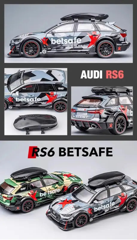 Audi RS6 1:24 – Metalowy Model Samochodu Modyfikowanego Z Mechanizmem Cofania i Efektami Dźwiękowymi - SZARY