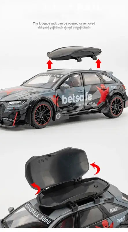 Audi RS6 1/24 Metalowy Model Z Efektami Dźwiękowymi i Świetlnymi