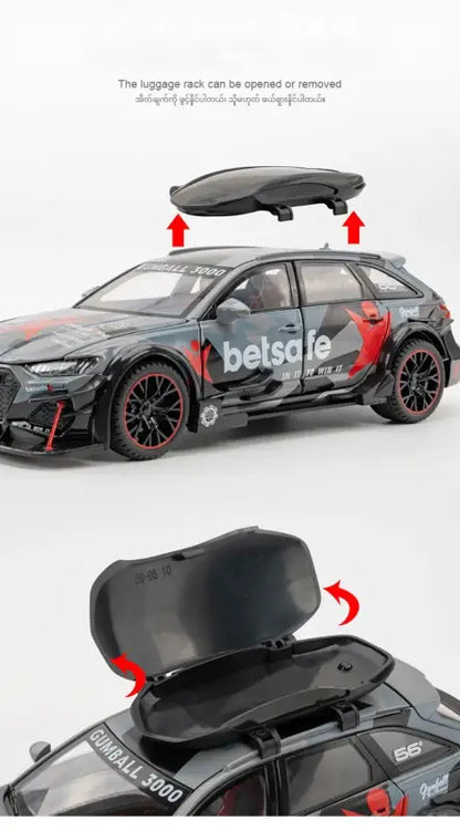 Audi RS6 1/24 Metalowy Model Z Efektami Dźwiękowymi i Świetlnymi