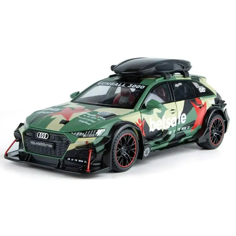Audi RS6 1:24 – Metalowy Model Samochodu Modyfikowanego Z Mechanizmem Cofania i Efektami Dźwiękowymi - SZARY