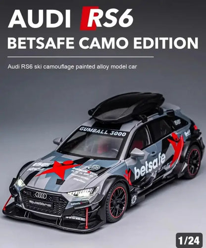 Audi RS6 1:24 – Metalowy Model Samochodu Modyfikowanego Z Mechanizmem Cofania i Efektami Dźwiękowymi - SZARY