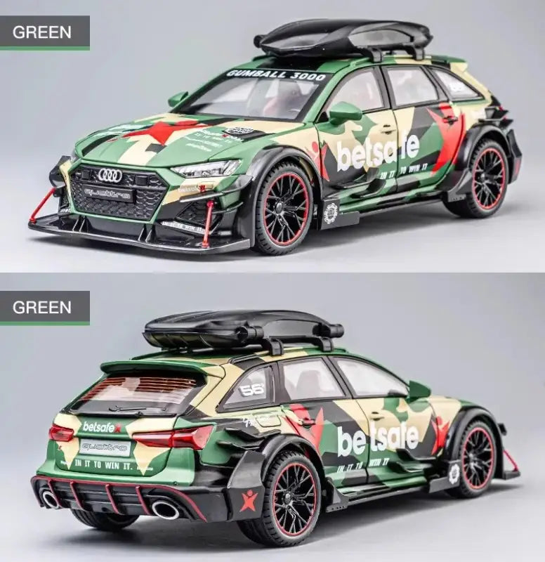 Audi RS6 1:24 – Metalowy Model Samochodu Modyfikowanego Z Mechanizmem Cofania i Efektami Dźwiękowymi - SZARY
