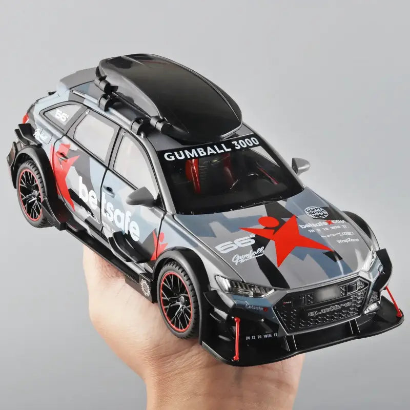 Audi RS6 1:24 – Metalowy Model Samochodu Modyfikowanego Z Mechanizmem Cofania i Efektami Dźwiękowymi - SZARY