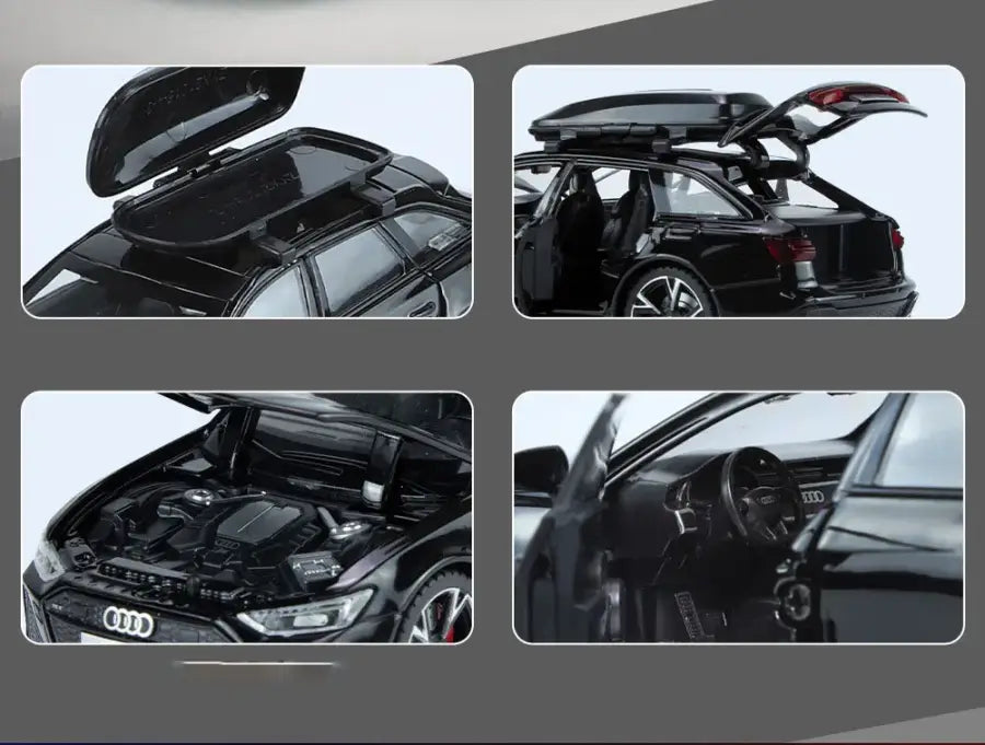 Audi RS6 1/32 – Metalowy Model Samochodu z Otwieranymi Drzwiami Efektami Dźwiękowymi i Świetlnymi Zabawka