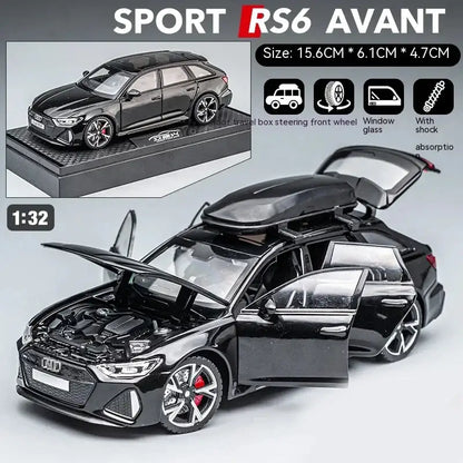 Audi RS6 1:32 – Metalowy Model Samochodu Black Edition Realistyczna Zabawka Kolekcjonerska - Czarny