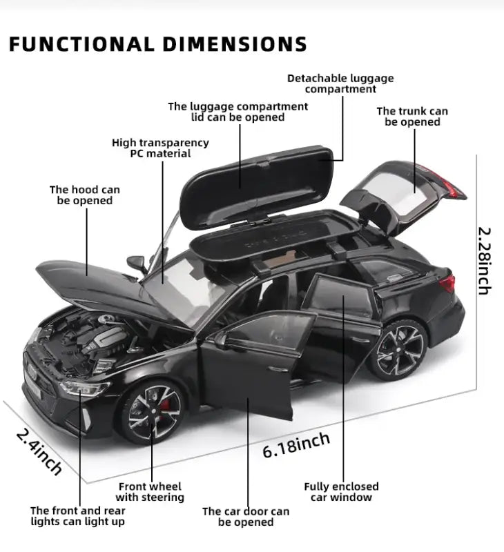 Audi RS6 1:32 – Metalowy Model Samochodu Black Edition Realistyczna Zabawka Kolekcjonerska