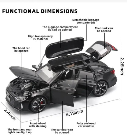 Audi RS6 1:32 – Metalowy Model Samochodu Black Edition Realistyczna Zabawka Kolekcjonerska