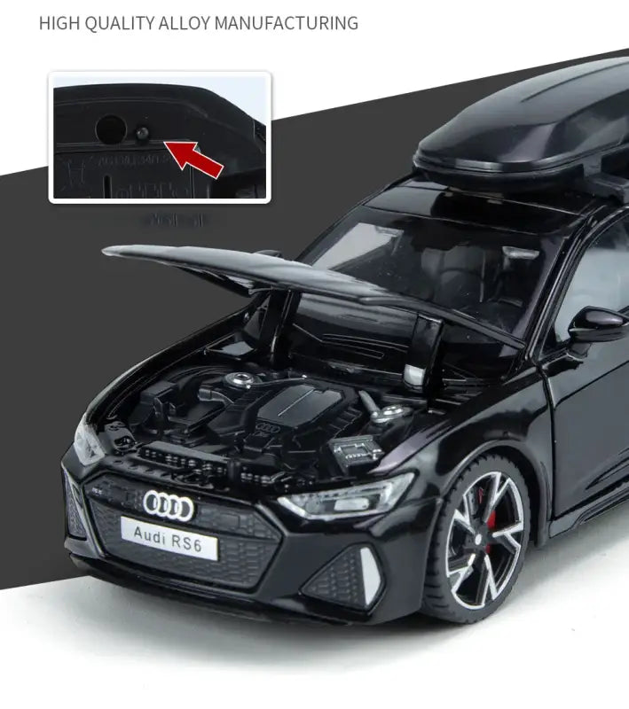Audi RS6 1/32 – Metalowy Model Samochodu z Otwieranymi Drzwiami Efektami Dźwiękowymi i Świetlnymi Zabawka