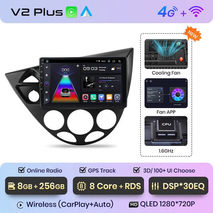 Bezprzewodowy CarPlay Android Auto Radio Samochodowe do Ford Fiesta 1995 - 2001 Focus Mk1 1998 - 2004 Inteligentne Systemy Samochodowe Autoradio - Multigenus