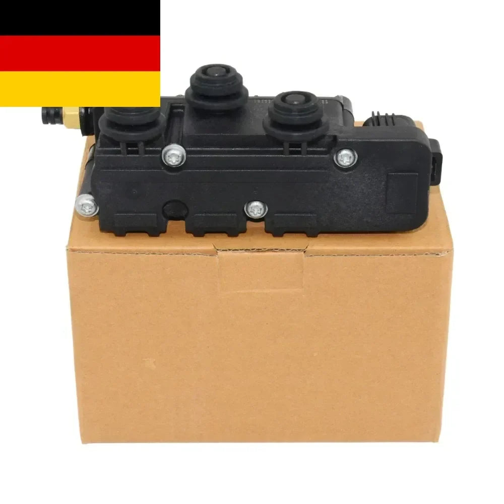 Czarny plastikowy blok zaworów zawieszenia powietrznego z trzema gwintowanymi portami do suv 4x4 2993ccm i 4999ccm