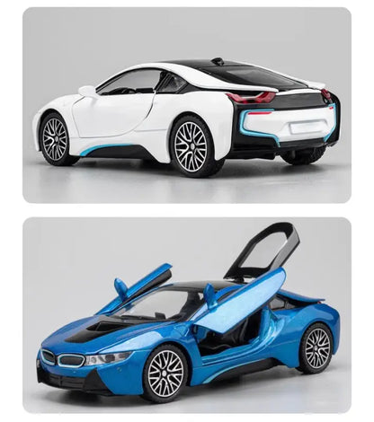 BMW i8 1:32 – Metalowy Model Samochodu z Dźwiękiem i Światłem