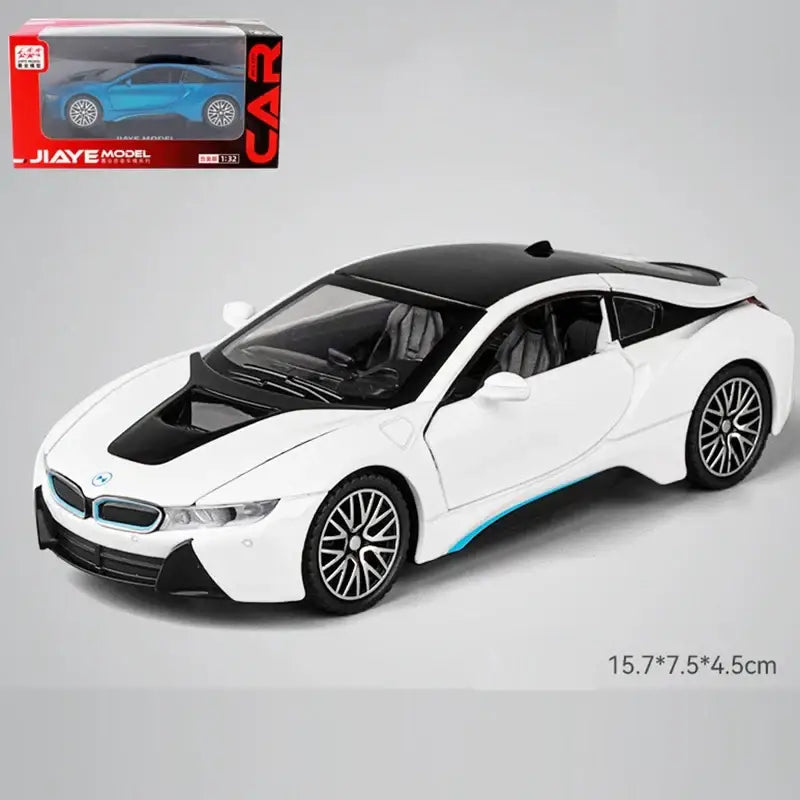BMW i8 1:32 – Metalowy Model Samochodu z Dźwiękiem i Światłem