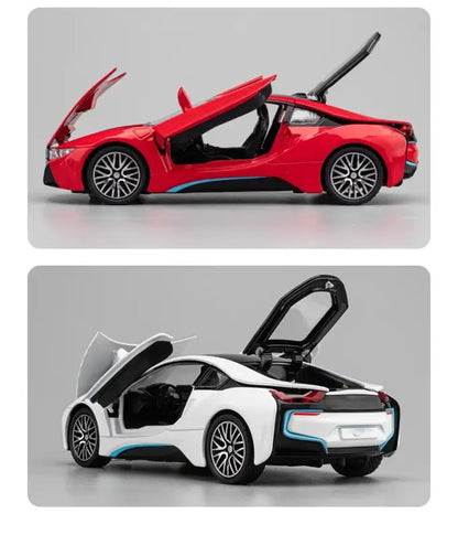 BMW i8 1:32 – Metalowy Model Samochodu z Dźwiękiem i Światłem