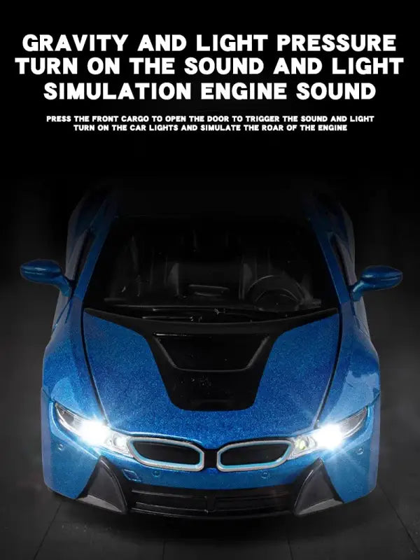 BMW i8 1:32 – Metalowy Model Samochodu z Dźwiękiem i Światłem