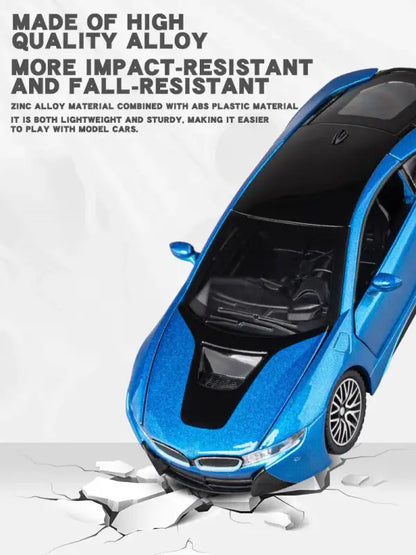 BMW i8 1:32 – Metalowy Model Samochodu z Dźwiękiem i Światłem