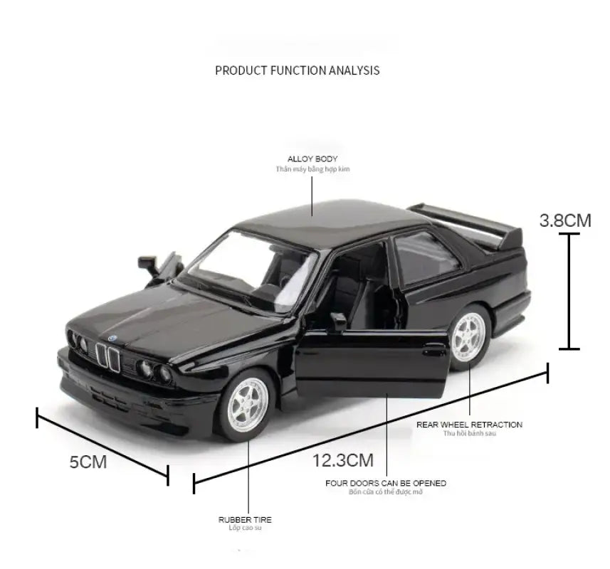 BMW M3 E30 1987 Porsche 911 Turbo Audi Quattro 1:36 Metalowy Model Samochodu Die-Cast dla Dzieci