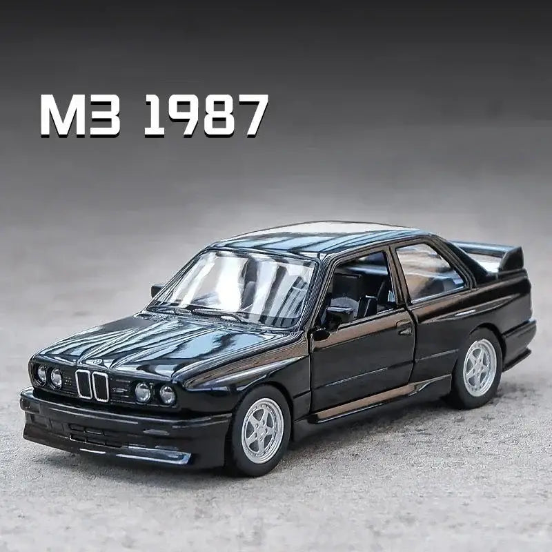 BMW M3 E30 1987 Porsche 911 Turbo Audi Quattro 1:36 Metalowy Model Samochodu Die-Cast dla Dzieci - Czarny