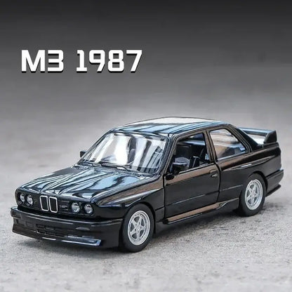BMW M3 E30 1987 Porsche 911 Turbo Audi Quattro 1:36 Metalowy Model Samochodu Die-Cast dla Dzieci - Czarny