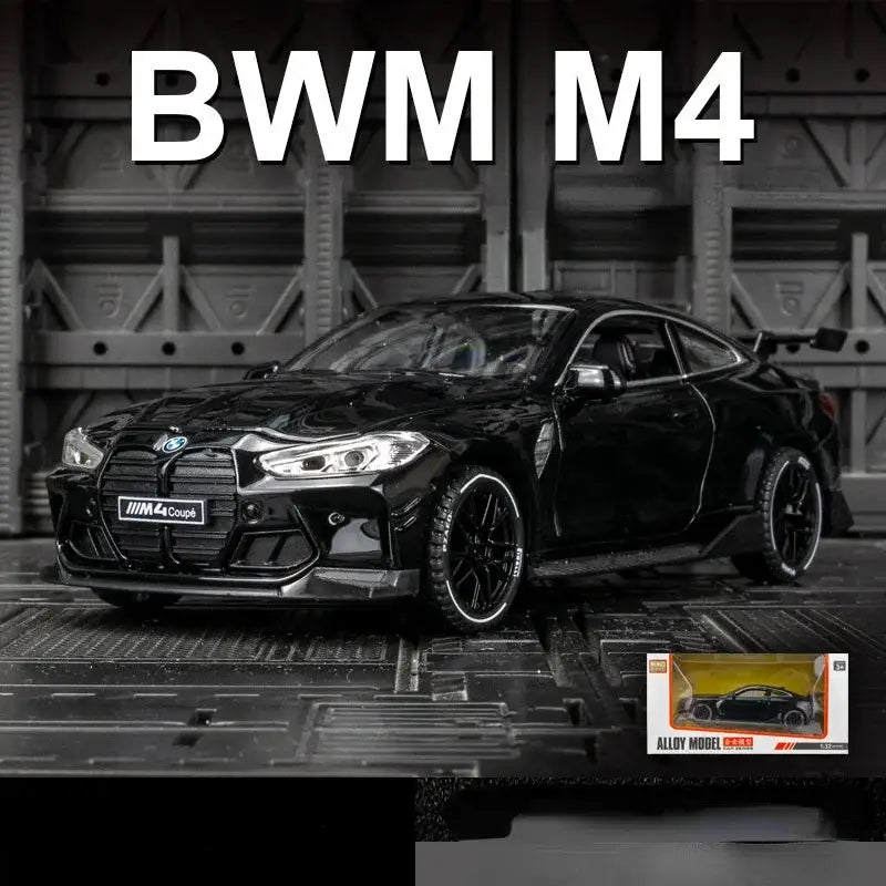BMW M4 1:32 – Metalowy Model Sportowego Samochodu z Efektami Dźwiękowymi i Świetlnymi - Czarny z pudełkiem