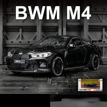 BMW M4 1:32 – Metalowy Model Sportowego Samochodu z Efektami Dźwiękowymi i Świetlnymi - Czarny z pudełkiem