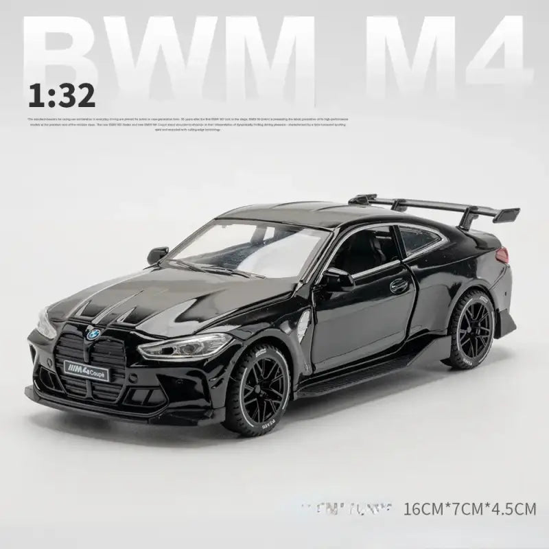 BMW M4 1:32 – Metalowy Model Sportowego Samochodu z Efektami Dźwiękowymi i Świetlnymi - Czarny bez pudełka
