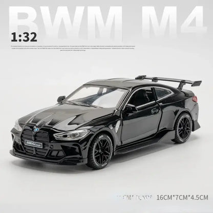 BMW M4 1:32 – Metalowy Model Sportowego Samochodu z Efektami Dźwiękowymi i Świetlnymi - Czarny bez pudełka