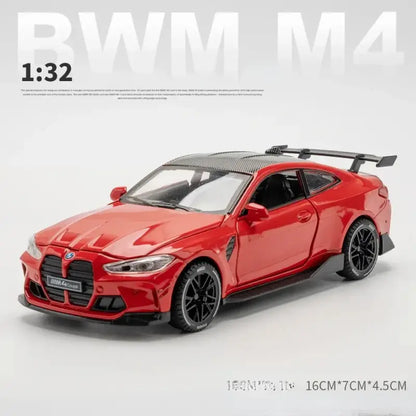 BMW M4 1:32 – Metalowy Model Sportowego Samochodu z Efektami Dźwiękowymi i Świetlnymi - Czerwony bez pudełka