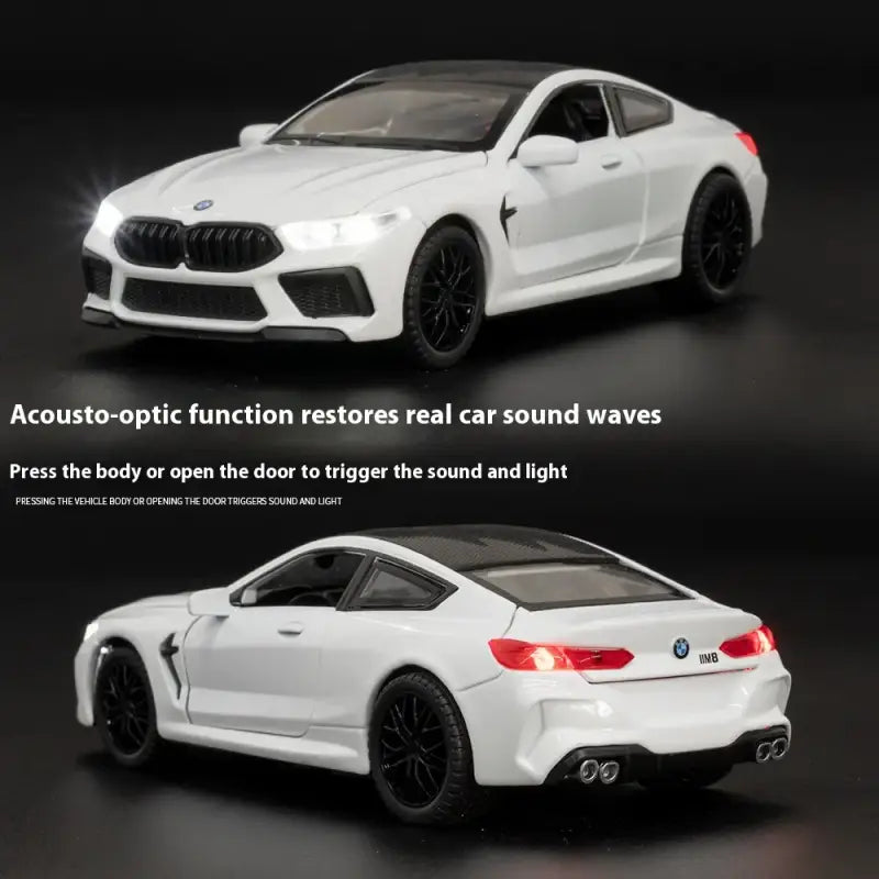 BMW M8 1:32 – Metalowy Model Samochodu z Dźwiękiem i Światłem