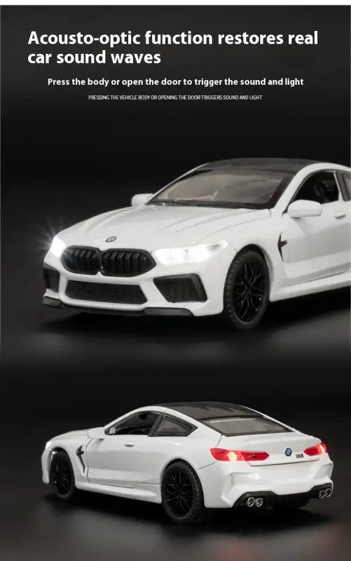 BMW M8 1:32 – Metalowy Model Samochodu z Dźwiękiem i Światłem