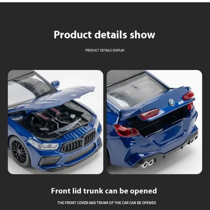 BMW M8 1:32 – Metalowy Model Samochodu z Dźwiękiem i Światłem