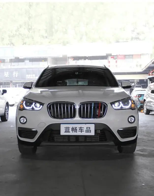 Lampy Samochodowe do BMW X1: Reflektory LED Projektor 2017-2020 F48 z Oświetleniem Dziennym DRL i Okrągłym Oświetleniem Angel Eye - Multigenus
