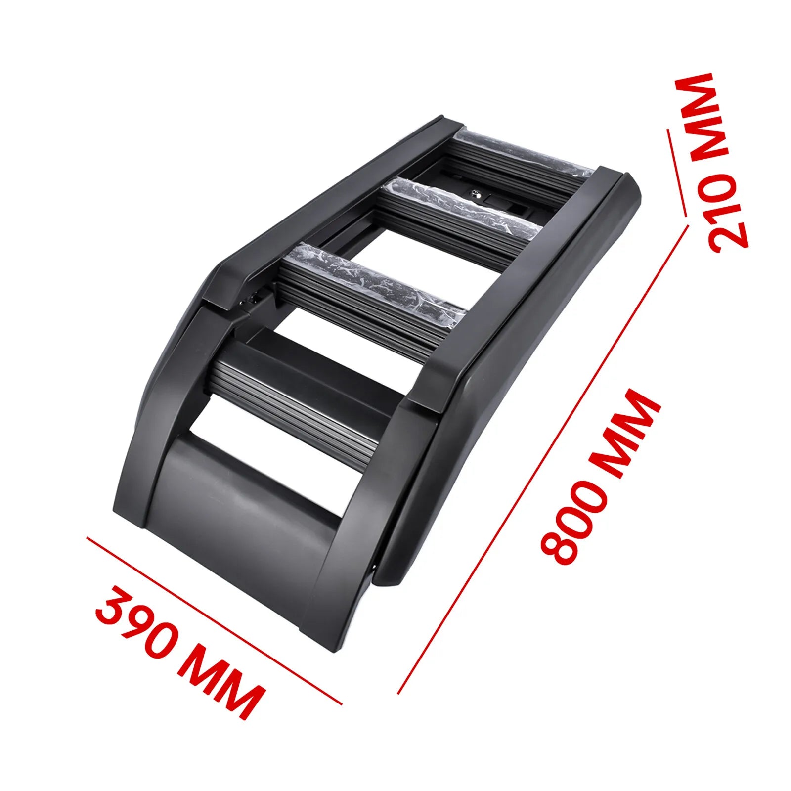 Czarna plastikowa boczna drabina dachowa z trzema poprzecznymi szczeblami do land rover defender 90 110 l663 2020 2024