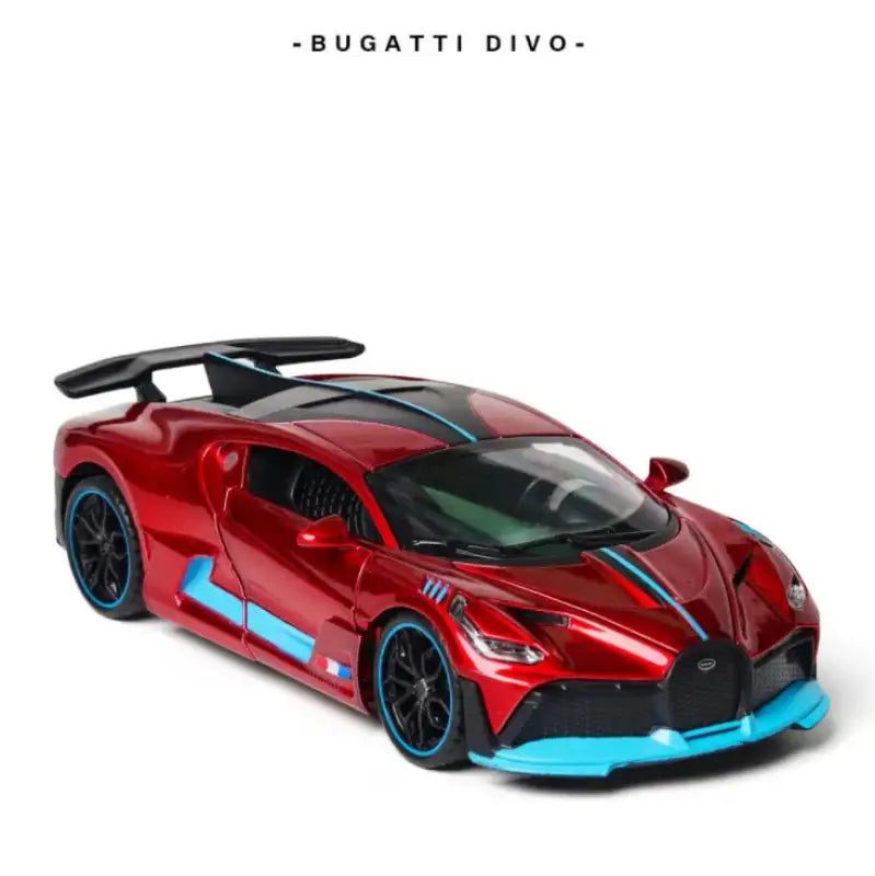 Bugatti Divo 1/32 – Metalowy Model Samochodu z Efektami Świetlnymi Zabawka Kolekcjonerska dla Chłopców - Czarwony