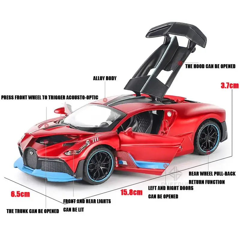Bugatti Divo 1/32 – Metalowy Model Samochodu z Efektami Świetlnymi Zabawka Kolekcjonerska dla Chłopców