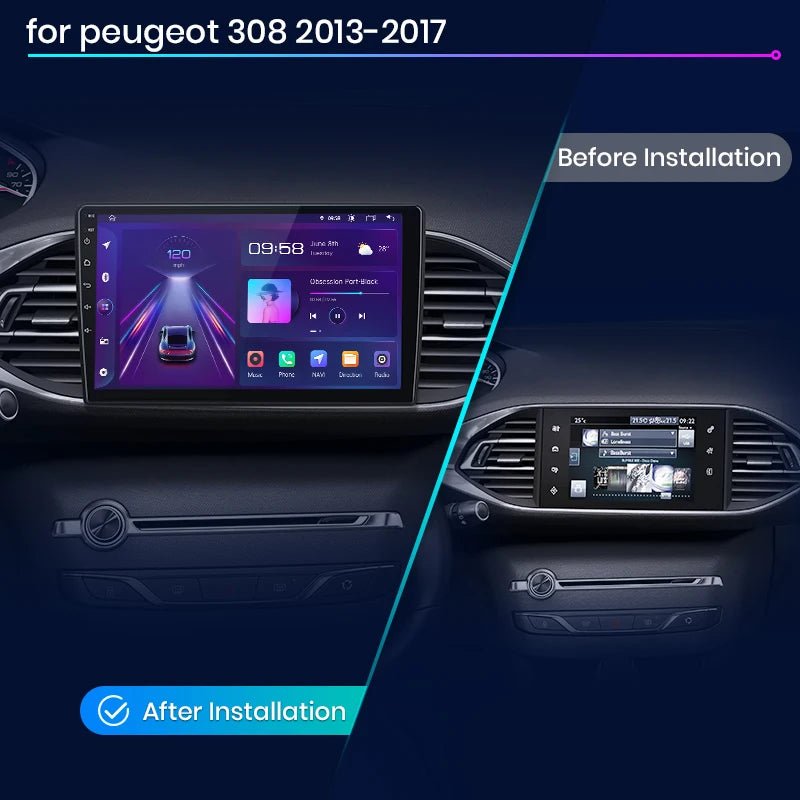 Car Radio For Peugeot 308 308S 2013 - 2017 wireless CarPlay Android Auto car intelligent systems No 2 din 2din DVD - Multigenus