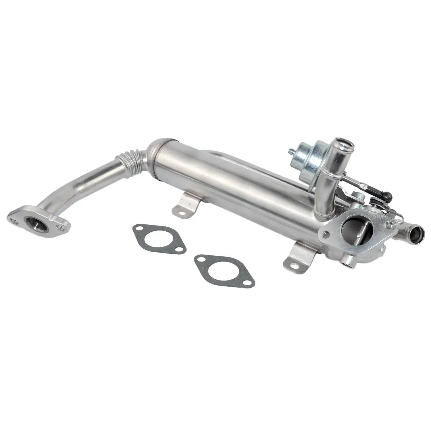 Srebrny metaliczny zawór egr 03g131512ad z przewodami i mocowaniami do jetta tdi sedan 4-drzwiowego