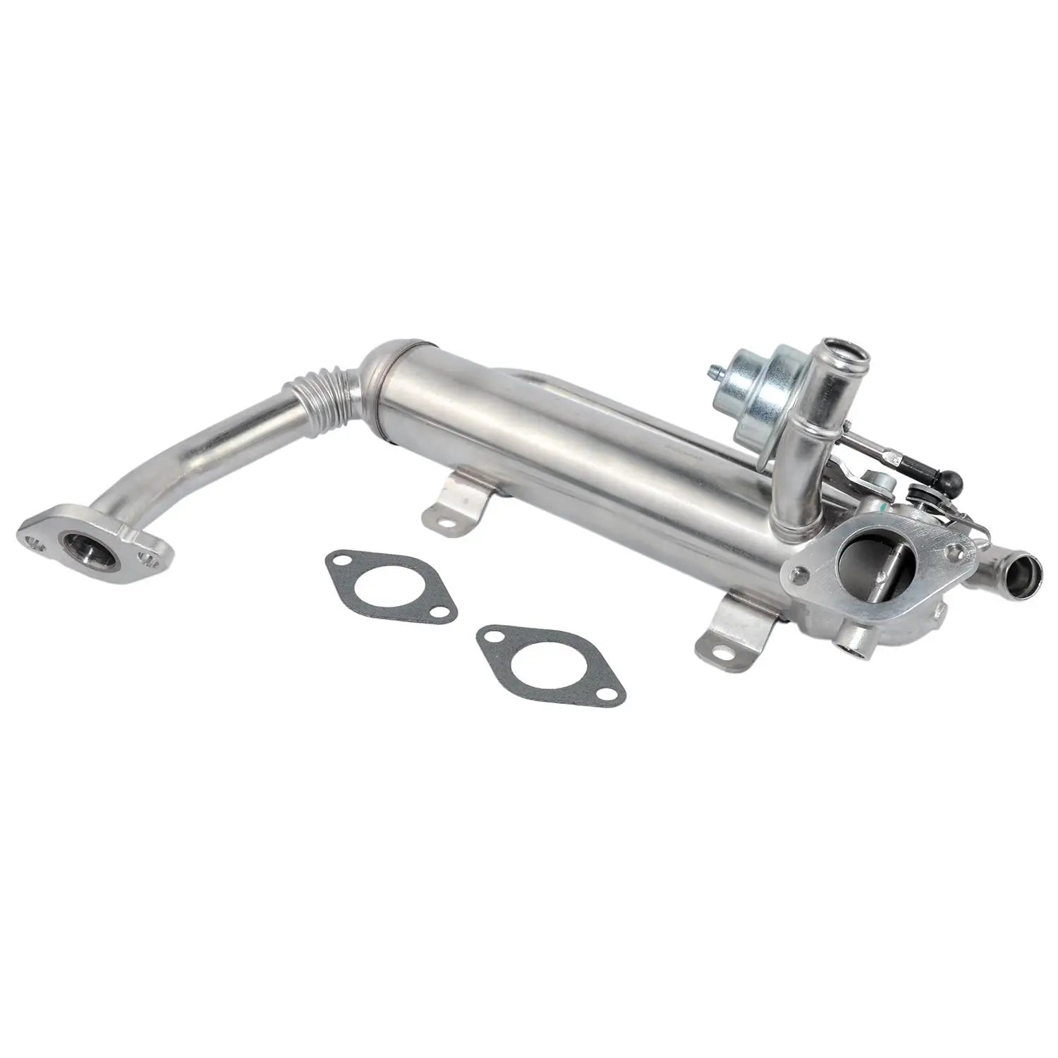 Srebrny metaliczny zawór egr 03g131512ad z przewodami i mocowaniami do jetta tdi sedan 4-drzwiowego