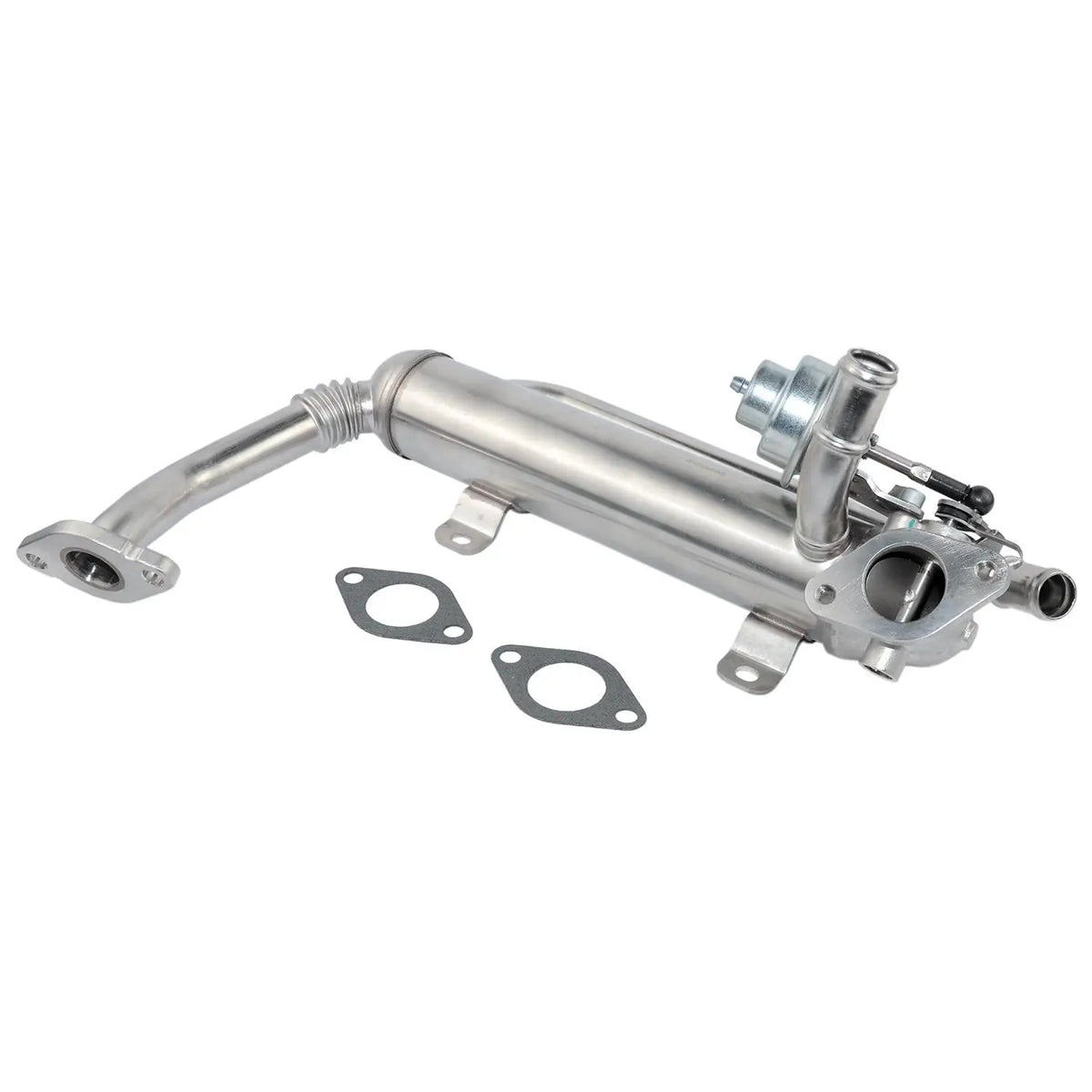 Srebrny metaliczny egr cooler 03g131512ad z wężami i mocowaniami do skoda fabia audi a3 vw passat 3c golf v