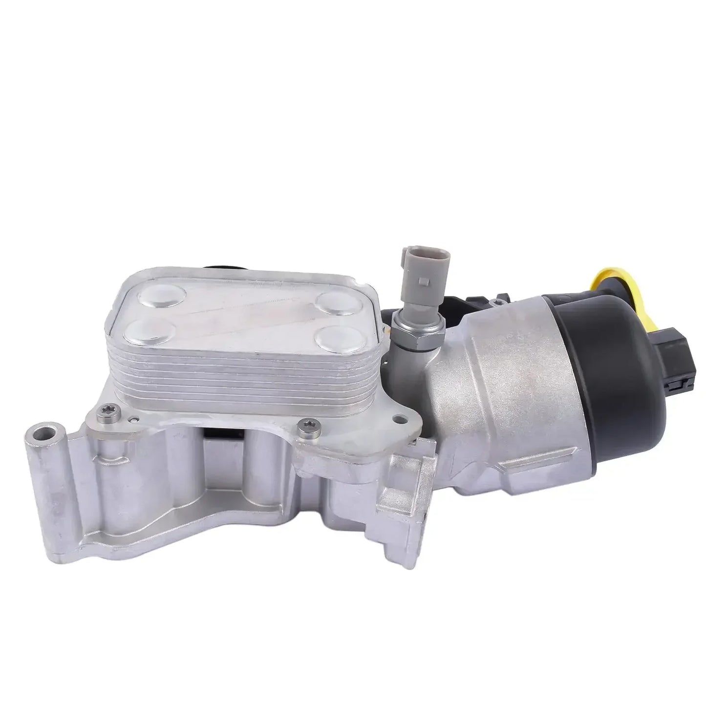 Metalowa obudowa filtra oleju ap01 silver z czarną nakrętką i żółtym złączem do fiat doblo opel astra 2010fwd169066
