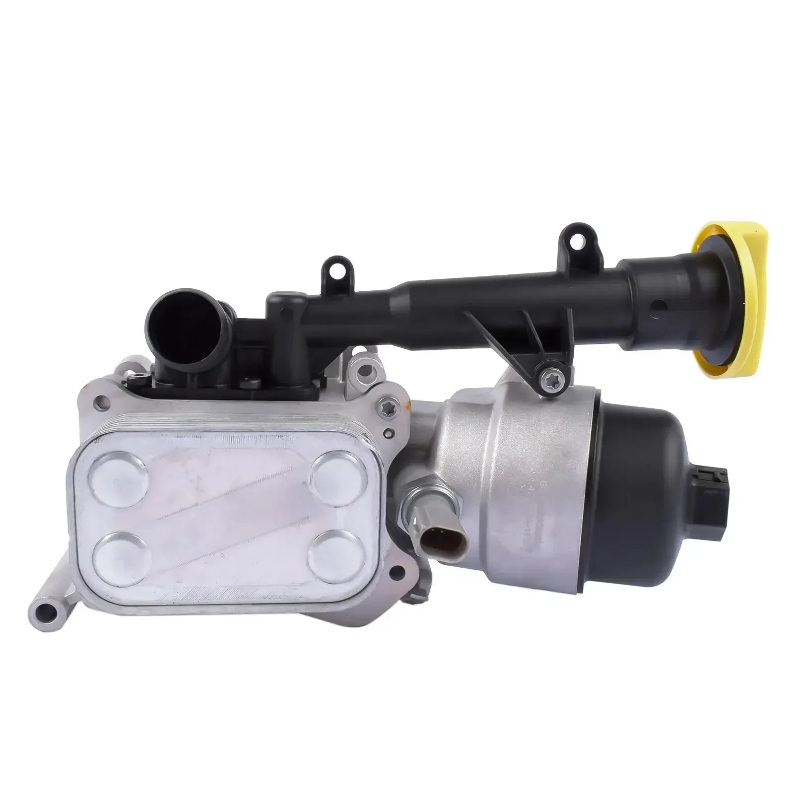 Ap01 srebrny metaliczny chłodnica oleju automatycznej skrzyni biegów z czarnymi plastikowymi elementami i żółtą korkiem do fiat doblo opel astra 2010fwd169066 opel