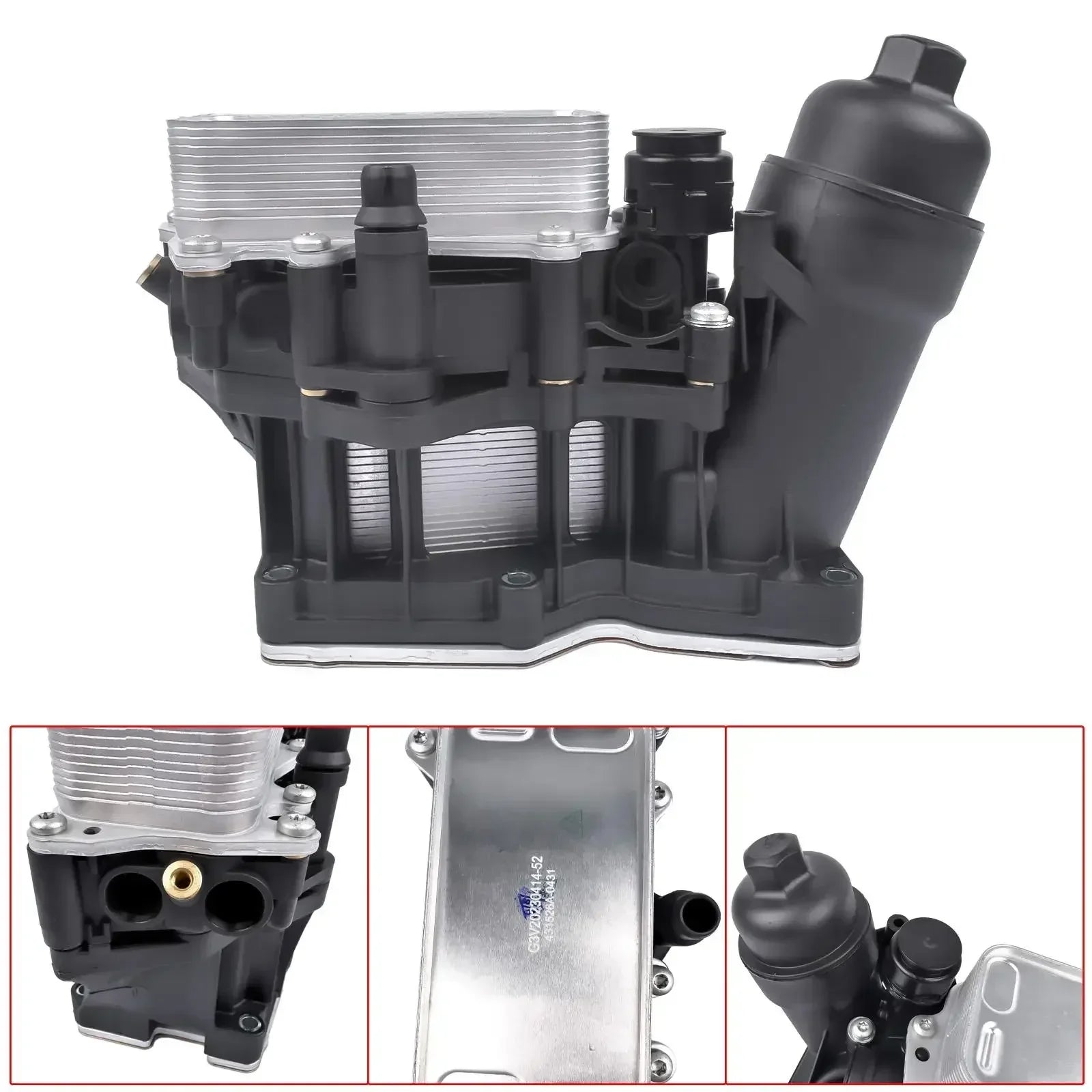 Czarny i srebrny chłodnica oleju ap03 z żebrowanym metalowym rdzeniem do bmw serii f10 f20