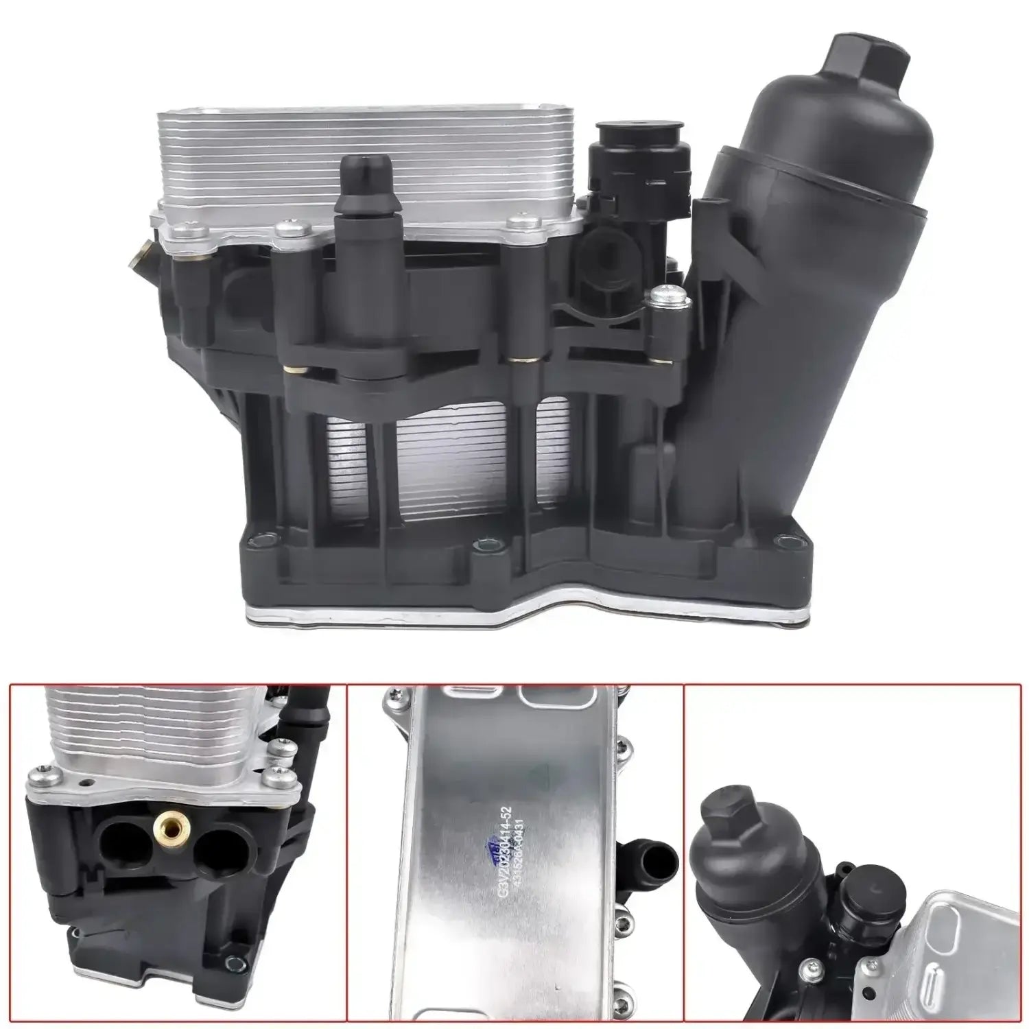Czarna i srebrna chłodnica oleju ap03 z żeberkowanym metalowym rdzeniem do bmw f10 f20