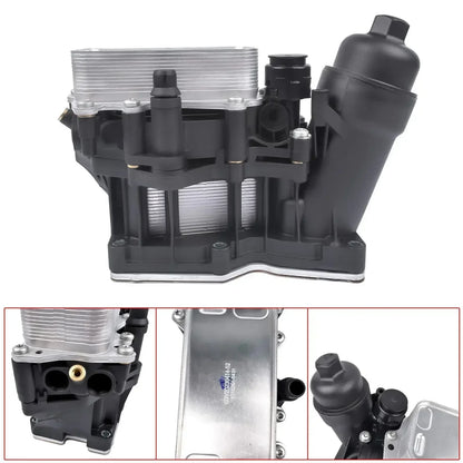 Czarna i srebrna chłodnica oleju ap03 z żeberkowanym metalowym rdzeniem do bmw f10 f20