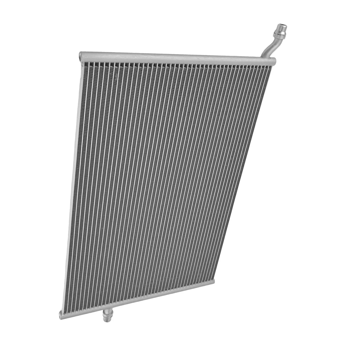 Srebrna aluminiowa chłodnica downflow do mercedes c300 w205 2.0l 2015 2016 z równoległymi żeberkami i dwoma gwintowanymi złączami