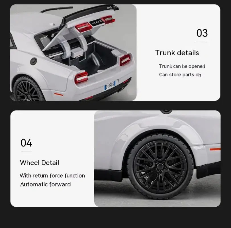 Dodge Challenger Hellcat 1:32 – Metalowy Model Z Efektami Dźwiękowymi