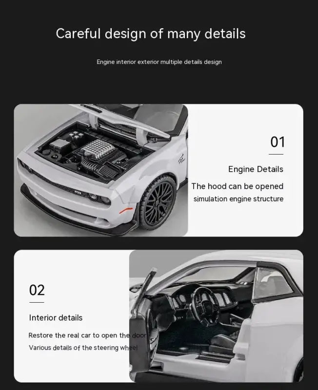 Dodge Challenger Hellcat 1:32 – Metalowy Model Z Efektami Dźwiękowymi