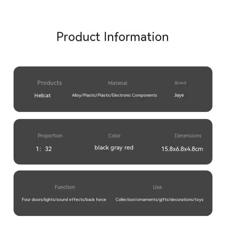 Dodge Challenger Hellcat 1:32 – Metalowy Model Z Efektami Dźwiękowymi
