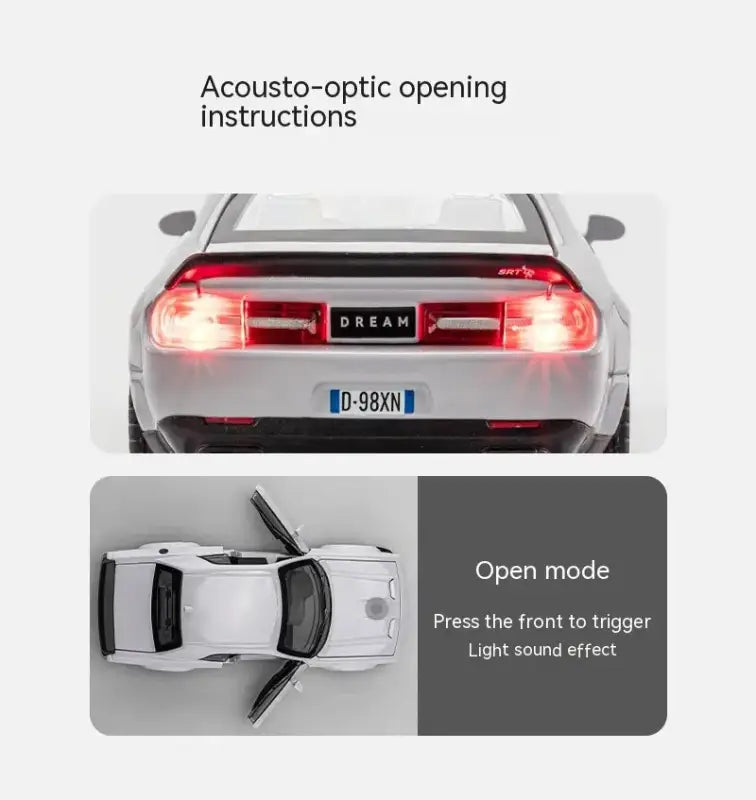 Dodge Challenger Hellcat 1:32 – Metalowy Model Z Efektami Dźwiękowymi